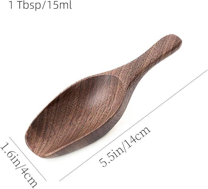 Black Walnut Coffee Scoop for Ground Coffee, Loose Tea & Bath Salts, 1 Tablespoon/15ml, Multi-Purpose Kitchen Scooping Tool for Jars, Canisters & Coffee Brewing Accessories(1pcs)