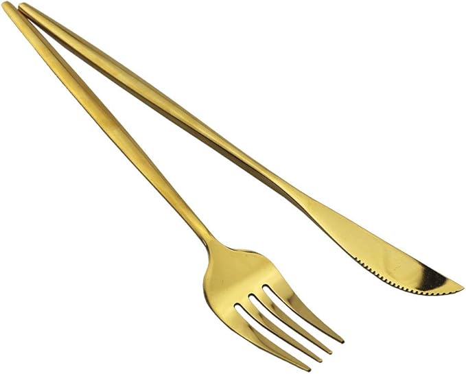 Shiny Gold Silverware Set, JASHII 20-Piece Stainless Steel Satin Finish Flatware Set, Kitchen Utensil Set, Mirror Polished Tableware Cutlery Set for Home and Restaurant, Dishwasher Safe