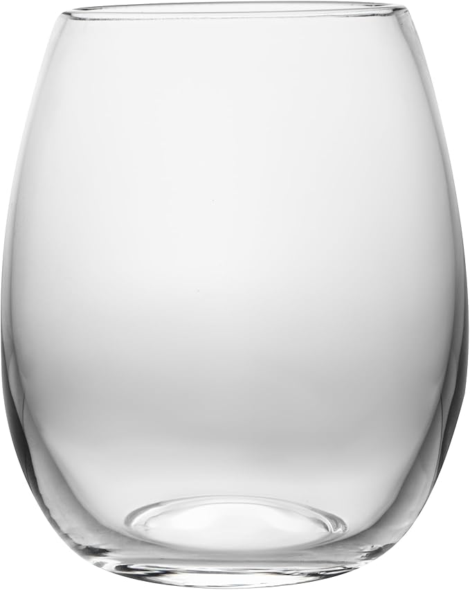 Restaurantware-Vetri 15 Ounce Wine Glasses, 24 Dishwashable Stemless Wine Glasses - No Lead, Durable, Clear Glass Cups, For Home, Bar, Or Restaurant, Serve Merlot, Chardonnay, Or Bordeaux