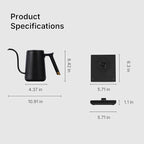 TIMEMORE Fish Smart Electric Coffee Kettle 600ML, Gooseneck Pour Over Kettle for Coffee and Tea Variable Temperature Control, Home Edition Black