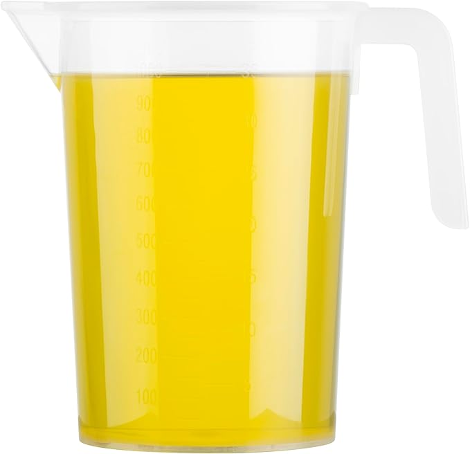 Restaurantware Measuring Cups, 1 Quart Pack of 10 Conical Spout Baking Measuring Cups, Liquid Scaling Vessels with I-Beam Handle, Embossed Graduations, Clear, Break and Crack Resistant for Baking