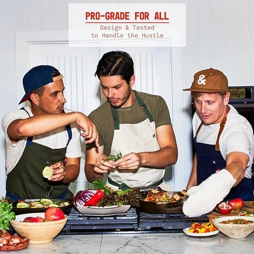 hedley & bennett Crossback Apron - Crossback Chef Apron with Pockets - 100% Cotton Canvas, 8oz - Caviar