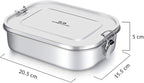 G.a HOMEFAVOR Stainless Steel Bento Lunch Box - Leak-Proof Metal Bento Box, Large Food Container with Lock Clips, Snack Container, Dishwasher Safe, 2 Compartments, 1400 ml/47 oz