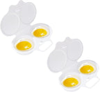 2 Pcs White Egg Poacher, Microwave Egg Boiler Poacher, Microwave Egg Poacher, 2 Cavity Nonstick Poached Egg Maker With Lid, Egg Cooker, Double Drain Poached Cups Specialty Cookware
