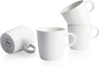 Sweese 5oz Porcelain Espresso Cups Set of 4, Mini Coffee Mugs Demitasse Cups - White