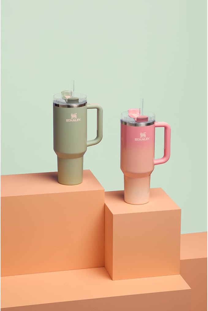 STANLEY Quencher H2.0 Tumbler with Handle and Straw 40 oz | Flowstate 3-Position Lid | Cup Holder Compatible for Travel | Insulated Stainless Steel Cup | BPA-Free | Pink Mesa Sunset