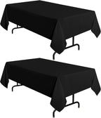 sancua 2 Pack Black Tablecloth 54 x 78 Inch, Rectangle 4 Feet Table Cloth - Stain and Wrinkle Resistant Washable Polyester Table Cover for Dining Tables, Buffet Parties and Camping