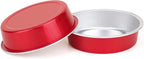 Beasea Disposable Mini Pie Tins with Lids, 100 Pack 4” 8oz Bright Red Aluminum Baking Foil Tins Small Round Tart Container for Individual Dessert Cupcake Muffin Cheesecake Ramekin Quiche Oven Dishes
