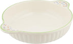 Banko Ware 14085 Oven-safe, Round Au Gratin Dish, Small Flower Green Line, Diameter Approx. 8.1 inches (20.5 cm), Microwave Safe, Made in Japan