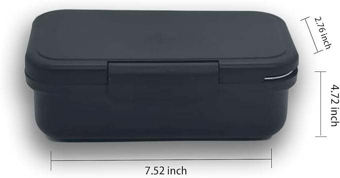 Stainless Steel Bento Box for Adults - Leakproof Microwave Safe Lunch Box for Work, Meal Prep and On the Go with Utensils & Canvas Bag (Black)