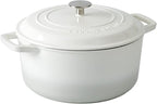 Enameled Cast Iron Dutch Oven Pot With Lid, Dutch Oven for Sourdough Bread Baking Round Pot Dule Handle, 7.5 Quart, White