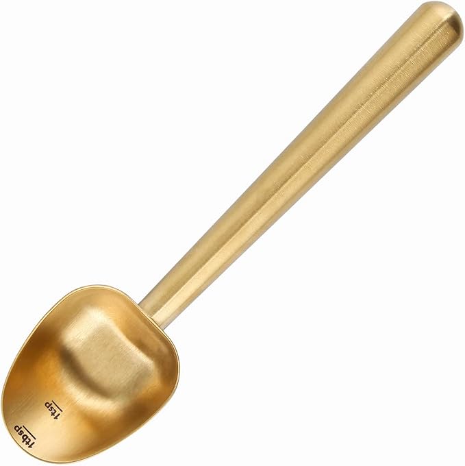 Easyworkz Stainless Steel Long Hollow Handle Coffee Scoop,7g Measuring Spoon for Ground Coffee and Loose Leaf Tea, Brass Gold