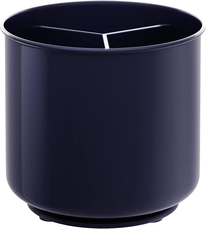 Plastic Rotating Extra Large Utensil Holder Crock with No-Tip Weighted Base, Removable Divider, And Gripped Insert - Dishwasher Safe Kitchen Utensil Holder For Kitchen Counter: Blue Utensil Caddy