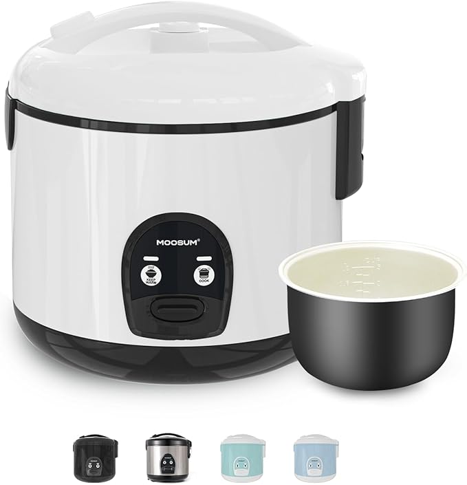 10-Cup Uncooked Rice Cooker & Food Steamer - Ceramic Non-Toxic Inner Pot, One-Touch Multifunction for Rice/Sauté/Yogurt, Dishwasher Safe, 3-10 Family Size, White