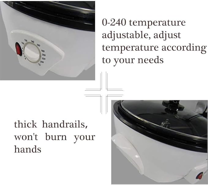 JIAWANSHUN Electric Coffee Roaster Machine 500g Coffee Bean Roaster 0-240℃ Non-Stick Home Peanut Beans Roaster 1200W 110V