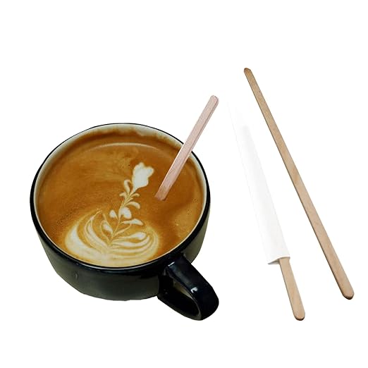 180 Pcs Coffee Stick Wooden Stirrers 7 inchs Individually Wrapped Swizzle Drink Stirring Sticks for Handmade Popsicle Fruit Craft