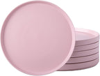 AmorArc Ceramic Dinner Plates Set of 6,10.0 Inch Matte Stoneware Plates for Kitchen,Modern Flat Dinnerware Dishes Set,Microwave& Dishwasher Safe, Scratch Resistant, Matte Pink