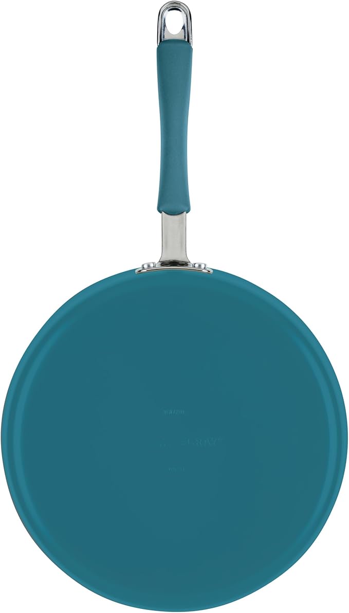 Rachael Ray Cucina Ceramic Nonstick Saute Pan with Lid, 3 Quart Non Stick Sauteuse Pan, Dishwasher Safe - Marine Blue