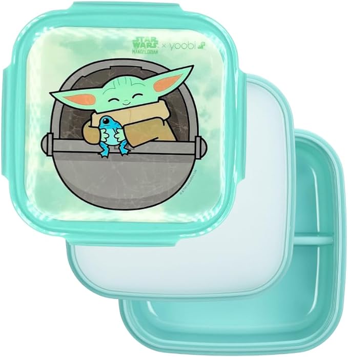 Yoobi Star Wars X Grogu Bento Box and Ice Pack for Kids & Tweens – 3 Compartment Lunch Box, Dishwasher & Microwave Safe Food Container – BPA & PVC Free, Leakproof