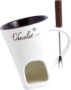 Ceramic Fondue Pot Set, Chocolate Mug With Forks, Perfect For Butter And Cheese Melting,Multipurpose,Personal Cheese Melting Cup