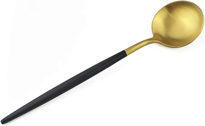 Gugrida Black Gold Flatware, Royal 20 Piece Matte Black Handle 18/10 Stainless Steel Tableware Sets for 4 Including Forks Spoons Knives, Camping Silverware Travel Utensils Set Cutlery (Black Gold)