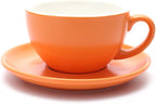 Double Espresso Coffee Cup and Saucer, Small Cappuccino and Speciality Coffee, New Bone China for Coffee Shop and Barista (Matte Orange, 5 oz)