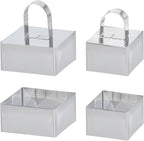 Uncle Jack 4 Pieces Food Ring Molds Set, Stainless Steel Cake Ring Mold with Pusher, for Kitchen Tools, Baking Pastry, Cake, Mousse (Include 4 Rings and 2 Pushers)