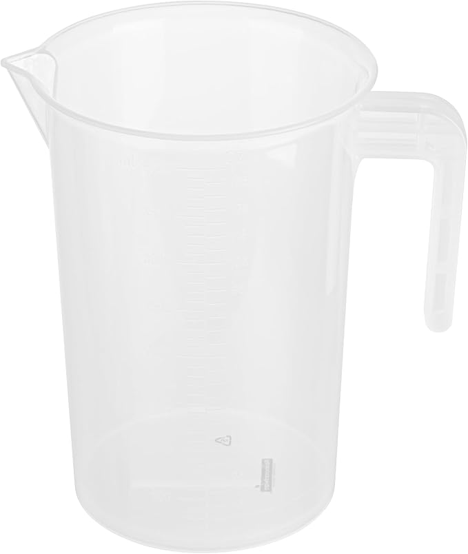 Restaurantware Measuring Cups 4 Quarts Pack of 10 Conical Spout Liquid Measuring Cups Embossed Ml and Oz Graduations, Clear Plastic Scaling Vessel with Handle, For Cooking, Baking, For Oil, Flour