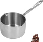 Stainless Steel Saucepan, 10oz Butter Melting Pot Butter Warmer with Dual Spouts and Long Handle Stove Top Thickened Sauce Pan for Milk Butter Sauce