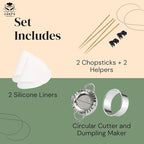 Chef's Palace Bamboo Steamer Basket | 10 Inch 2 Tier Dumpling, Rice and Vegetable Steamer | Chopsticks and Chopsticks Helpers, Silicon Liners, Ring Adapter, Dumpling Helper and Instructions Manual.