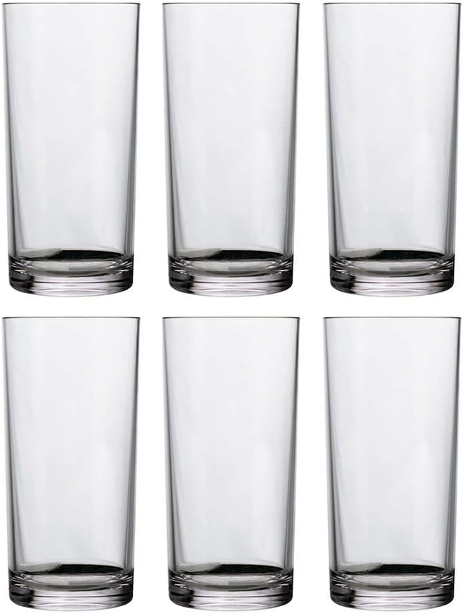 US Acrylic Classic Clear Plastic Reusable Drinking Glasses (Set of 6) 16oz Water Cups | BPA-Free Tumblers, Made in USA | Top-Rack Dishwasher Safe