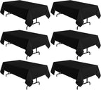 sancua 6 Pack Black Tablecloth 60 x 120 Inch, Rectangle Table Cloth for 8 Feet Tables - Stain and Wrinkle Resistant Washable Polyester Table Cover for Dining Tables, Buffet Parties and Camping