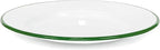 Red Co. Set of 4 Enamelware Metal Classic 10" Round Dinner Plate, Solid White/Dark Green Rim