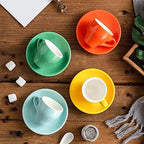 Porcelain Espresso Cup with Saucer, Espresso shot Cup, 80ml/2.7Oz, Cyan