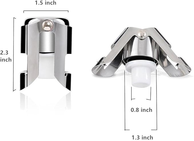 Champagne Sealer Stopper, BGMAX 3 Pack Stainless Steel Sparkling Wine Bottle Plug Sealer Set with a Longer Sealing Plug, Gifts Accessories for Champagne