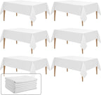 6 Pack White Table Cloth Rectangle 60x102 Inch Polyester Tablecloths for 6ft Rectangle Tables - Reusable Wrinkle Resistant Washable Cloth Cover for Wedding Banquet Party | Hemmed Edges
