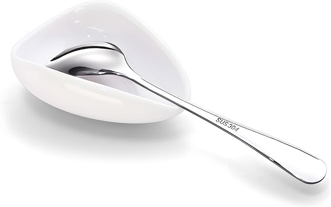 Coffee Spoon Rest Set with Spoon, Mini Ceramic Spoon Holder, Silver Ellipse Spoon, Coffee Bar Accessories