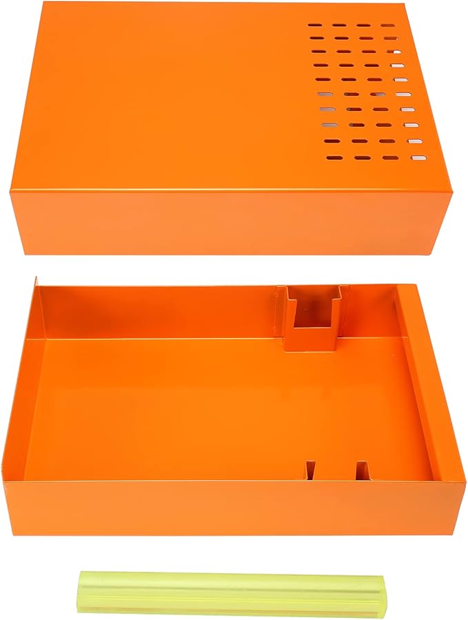 Large Size Espresso Coffee Knock Box Drawer, Stainless Steel Pull-Out Style Coffee Grounds Powder Container Bin for Cafes Restaurant Home Bar, 14.96 x 10.03 x 3.93 inch (Orange)