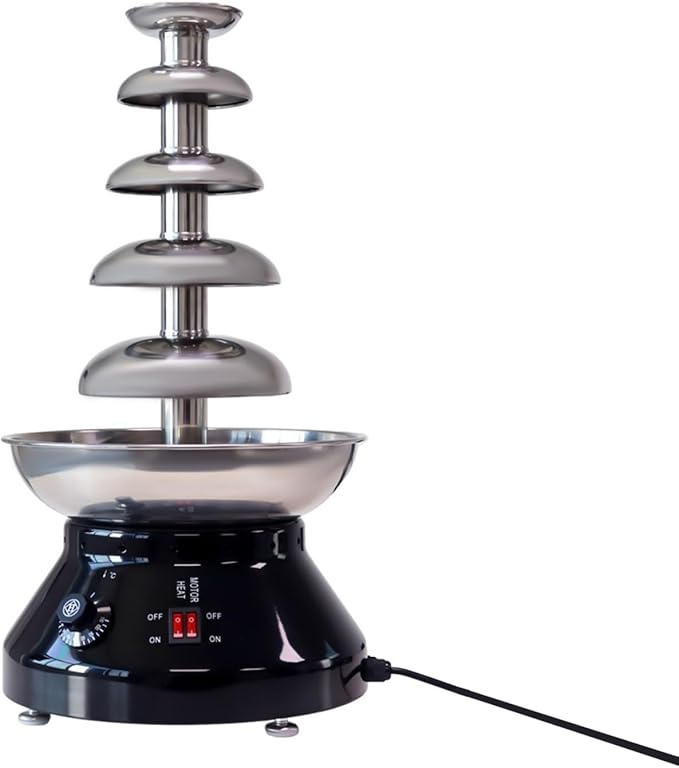 Commercial Chocolate Fountain Machine 5-Tier, 7 Lb Large Capacity Stainless Steel Melting Heater, 3000ml 230w 110v, for Hot Chocolate, Nacho Cheese, Liqueurs Electric, Christmas, Wedding, Party(Black)