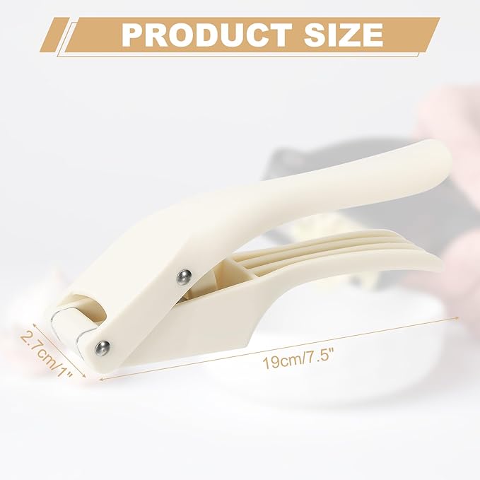 uxcell Garlic Press, 7.5 Inch Stainless Steel Garlic Slicer Crusher Tool Kitchen Utensil for Home Cooks and Professional Chefs, White