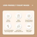 XIANJIN Yogurt Maker, Insulated & Refrigerated, 250ml Capacity, Compact & Portable for Home Use, Multi-Function Self-Made Yogurt Machine