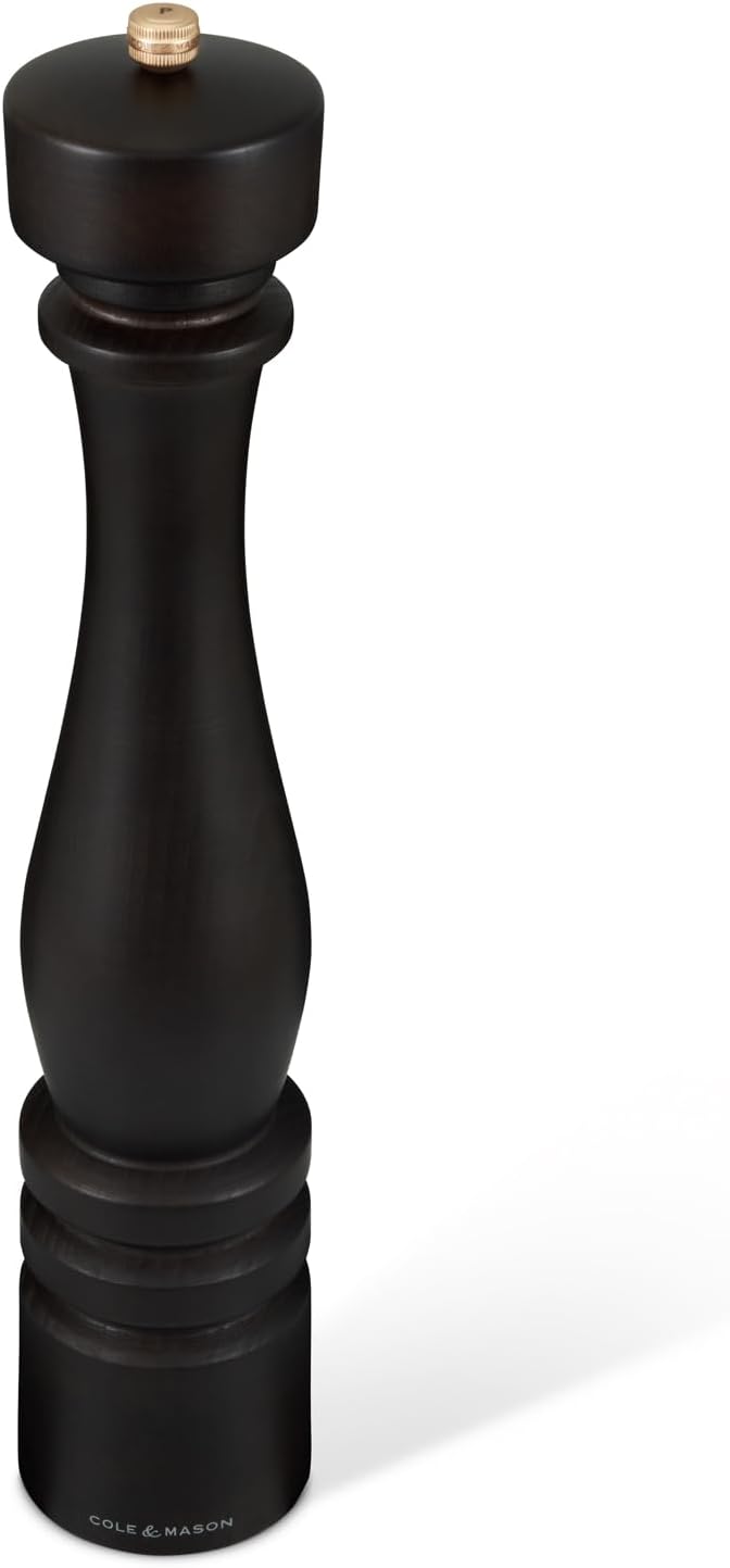 Cole & Mason London Refillable Spice Mill - Kitchen & Home Accessory - Table Black Pepper Grinder - Pepper Mill with Carbon Steel Mechanism - 15", Chocolate Wood