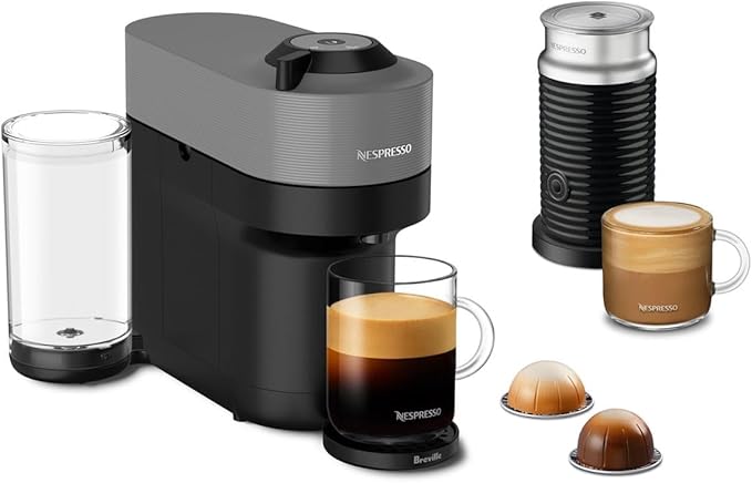 Nespresso Vertuo Pop+ Coffee and Espresso Maker by Breville with Milk Frother, Dark Grey
