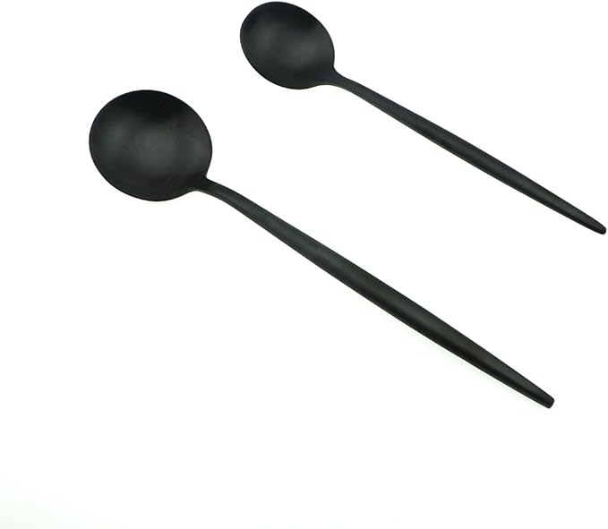 JASHII 18/10 Stainless Steel 5-Piece Matte Black Flatware Set,Dinner Knife Fork Salad Fork Dessert Spoon, Service for 1, Luxury Silverware Cutlery Utensil Sets