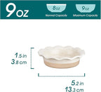 vancasso Mini Pie Pans Set of 6, 5.2 inch Ceramic Small Pie Plate for Baking, Shallow Ramekins Mini Pie Dish with Ruffled Edge for Chicken Pot Pie, Cake, Quiche, Tart, Cream Colored