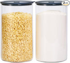 Extra-Large Glass Flour and Sugar Storage Containers with Airtight Lids,1-Gallon(135ozx2) Big Glass Food Canister Jars with Lid,Kitchen Organization Jar Perfect for Cookies,Cereal and Eggs