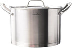 HOMICHEF 3.5QT Silver Nickel Free Stainless Steel Stockpot with Lid - Matte Polished, 8 Inch Wide, 7.6MM Thick Base, No Non-Stick Coating, 4.5 lbs