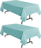 sancua 2 Pack Turquoise Tablecloth 60 x 102 Inch, Rectangle Table Cloth for 6 Feet Tables - Stain and Wrinkle Resistant Washable Polyester Table Cover for Dining Tables, Buffet Parties and Camping