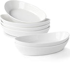 Au Gratin Baking Dishes for Oven Safe, Porcelain Mini Casserole Dish (6pc Set). 10oz Individual Gratin Dishes Set, Ceramic Small Baking Dish for Single Serving, Banana Split Bowls, 7.6x4.4in