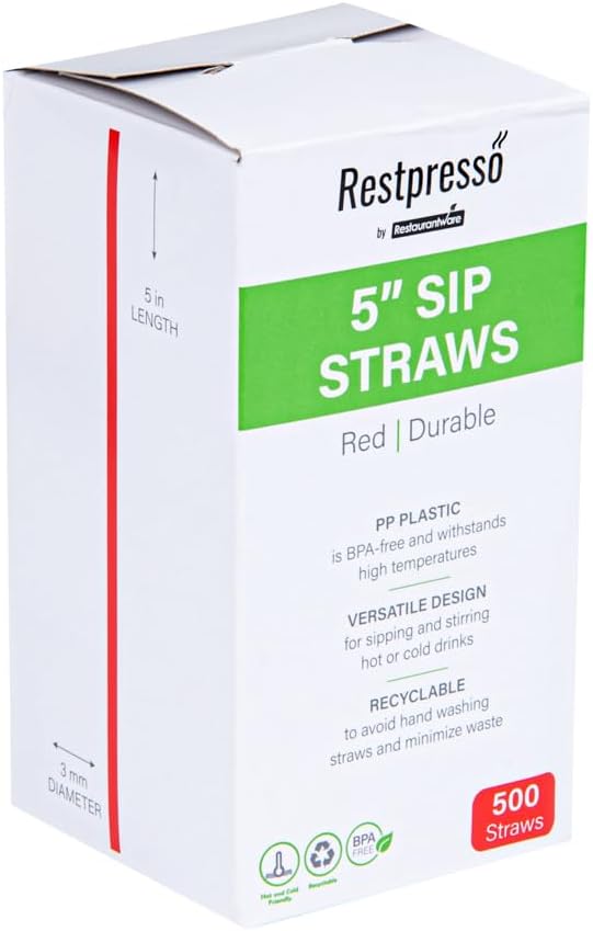 Restaurantware Restpresso 5 Inch Cocktail Stirrers 5000 Disposable Coffee Stirring Rods - Premium Odorless Red Plastic Stirrers For Coffee For Hot And Cold Drinks For Bars Or Offices